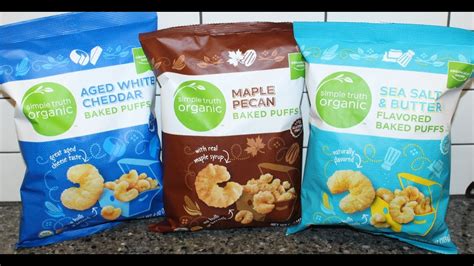 Simple truth is explained as a company where 'all items are free from 101 artificial preservatives and ingredients so you can feel better about the delicious food you serve your loved ones. Simple Truth Organic Baked Puffs: Aged White Cheddar ...