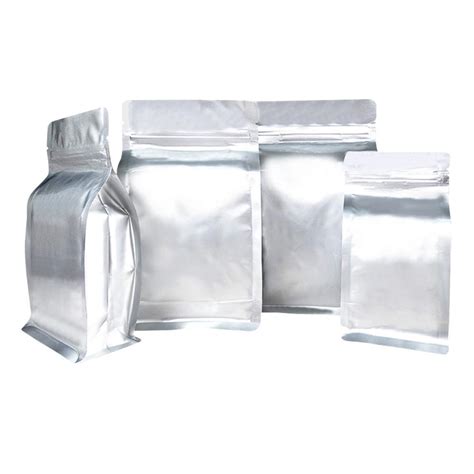 Download Silver Aluminum Foil Flat Bottom Pouch with Zipper For ...