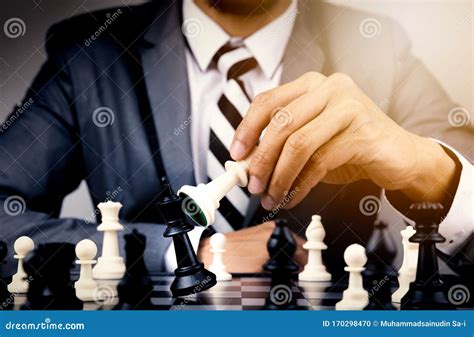 Businessman Playing Chess Board Stock Photo Image Of Maneuver
