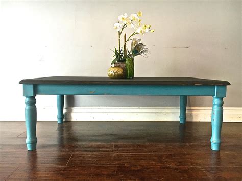 Midcentury lines mix with industrial details to create this modern and mobile coffee table. Shabby Chic Black & Blue Coffee Table - $200 - SOLD | Blue coffee tables, Coffee table, Selling ...