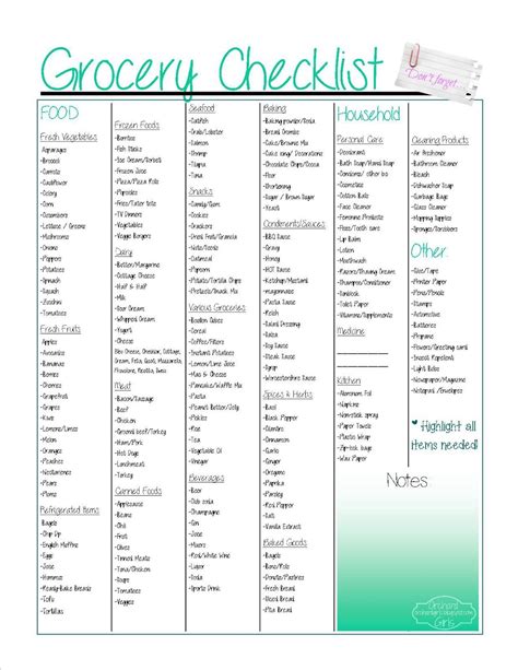 Grocery Checklist Grocery Checklist Master Grocery List Printable Master
