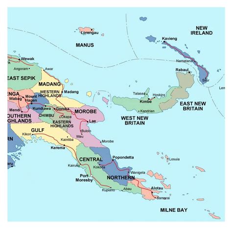 Detailed Administrative Map Of Papua New Guinea Papua New Guinea