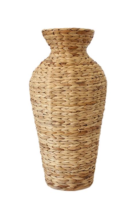 Water Hyacinth Woven Tall Floor Vase 23 Cylinder Vase For Living Room