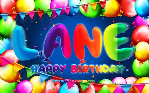 Download Wallpapers Happy Birthday Lane 4k Colorful Balloon Frame