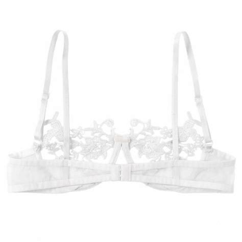 Womens Sheer Lace Exposed Nipples Support Shelf Bra Underwire Unlined