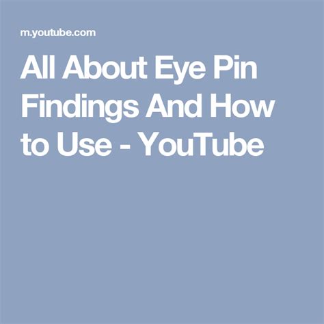 All About Eye Pin Findings And How To Use Youtube All About Eyes