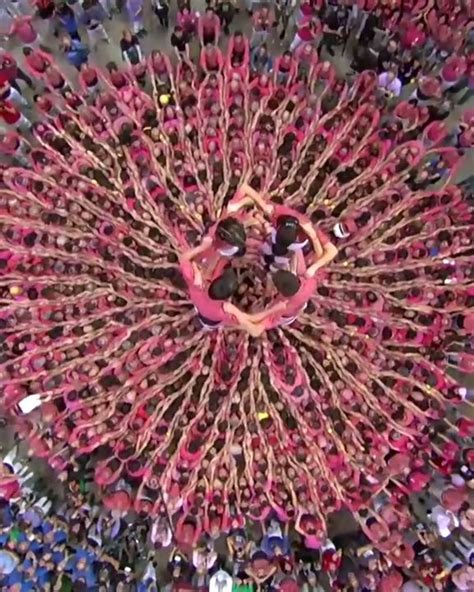 The Formation Of Human Towers Is A Tradition In Catalonia The