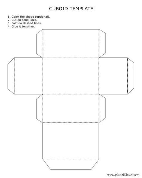 Foldable 3d Cuboid Template Cube Template Shapes Worksheets 3d
