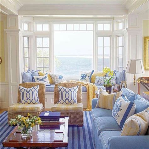 Blue White And Yellow Coastallivingrooms House And Home Magazine