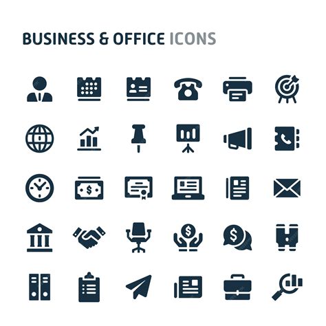 Premium Vector Business And Office Icon Set Fillio Black Icon Series