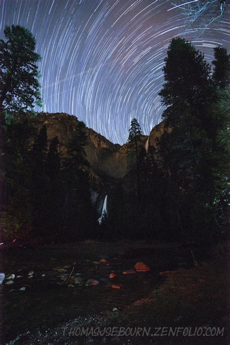 Star Trails Over Yosemite Falls In