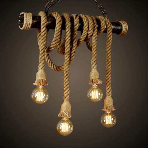 Single Headdouble Heads Rope E27 Industrial Vintage Rope Pendant Lamp