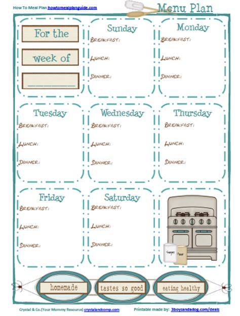 English food traditional lunches and dinners. Free Meal Planning Printable for Breakfast Lunch and ...