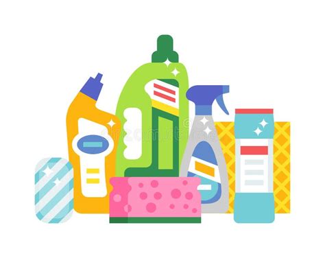 House Cleaning Hygiene And Products Flat Vector Icons Set Stock Vector