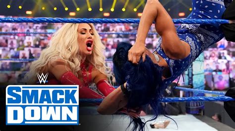 Carmella Takes Out Sasha Banks During An Interview Between Banks And Asuka Smackdown Nov 20