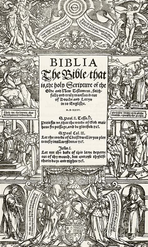 Title Page Of The Coverdale Bible Printed In 1535 Painting By English