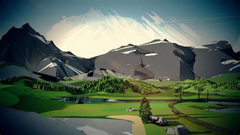 Cel Shaded Background Environment Mountains Illustration Cell