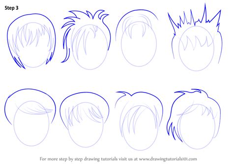 Learn How To Draw Anime Hair Male Hair Step By Step