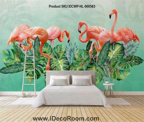 Nordic Minimalist Tropical Plant Flamingo Sofa Wallpaper Wall Murals