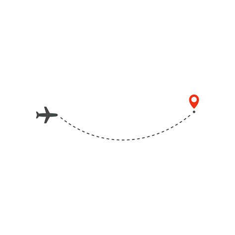 Plane Way Icon Airplane Arc Path Line Direction And Destination Red