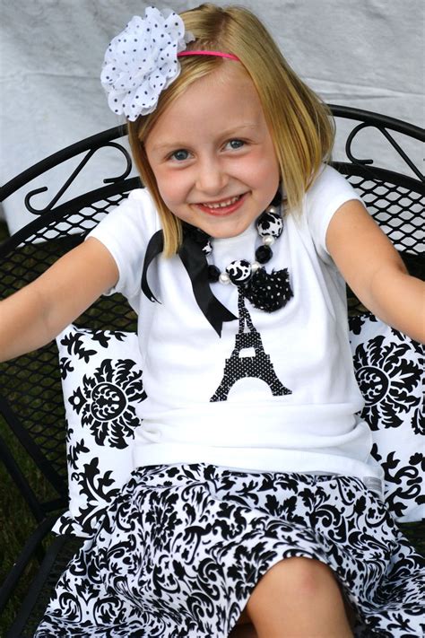 Afternoon In Paris Girls Eiffel Tower Paris Inspired Black And White