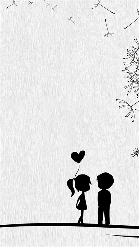 Cute Couples Black And White Illustrations Iphone