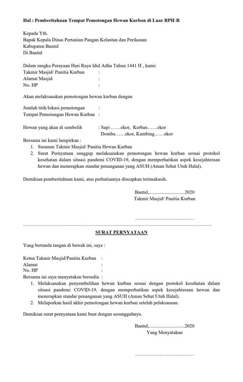 Prosedur biasa digunakan dalam hal : Surat Permohonan Hewan Qurban : Pengasih Hari Raya Idhul ...