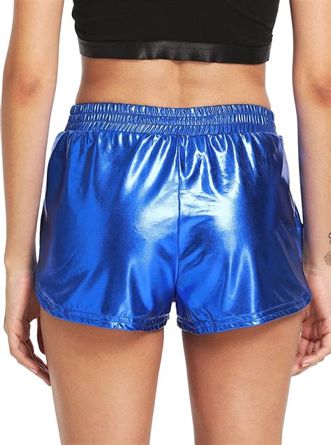 Sweatyrocks Womens Metallic Shorts Elastic Waist Shiny Pants Ebay