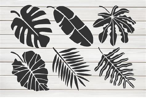 Tropical Leaves Stencil Model Template Design Print Digital Etsy