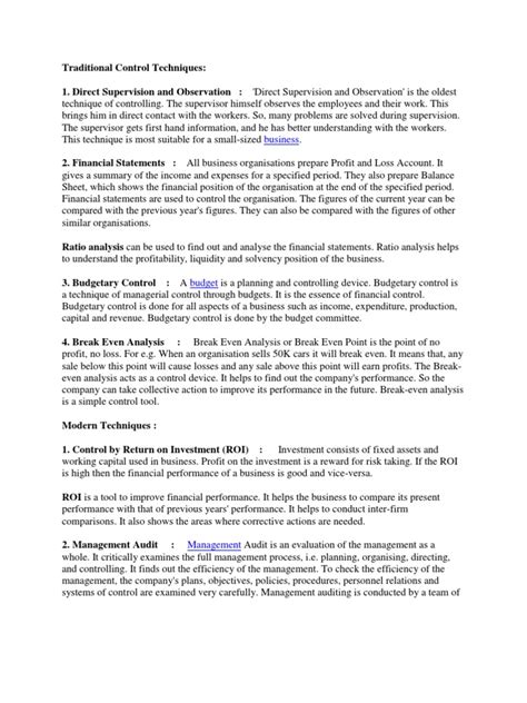 Mpob Techniques Of Control Pdf Management Information System Audit