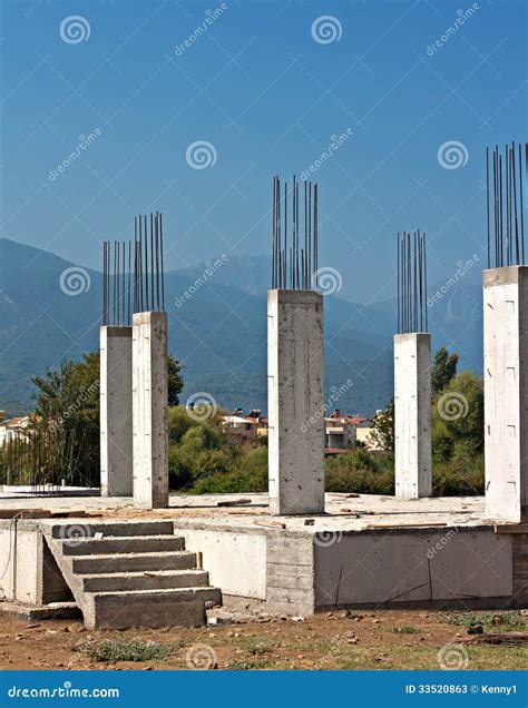 Reinforced Concrete Pillars On Building Site Stock Image Image Of