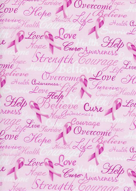 specialty fabrics breast cancer awareness words and pink ribbon on pink by gail cadden for