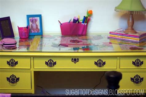 Yellow desk and chair on blue background. sugartotdesigns: Yellow Desk Makeover