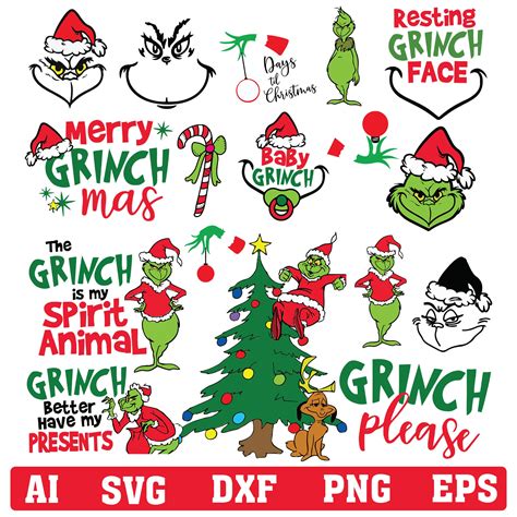 Grinch Svg Bundle Christmas Svg Merry Grinchmas Resting Etsy