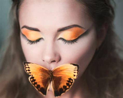 Butterfly Effect Butterfly Model Makeup Face Woman Hd Wallpaper