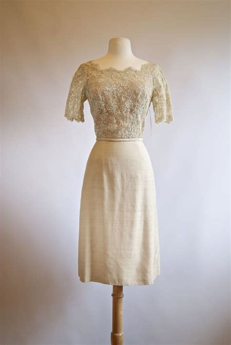 1950s Ivory Lace Dress Vintage 50s Courthouse Wedding Etsy Lace