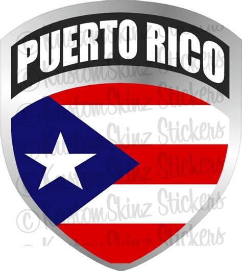 Puerto Rico Rican Pr Flag Shield Decal Badge Car Motorcycle Decal