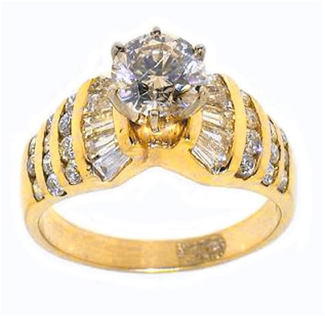 Natural diamond emerald cut baguette & round sidestones pave natural diamond engagement ring 14k white gold gia. 3.18ctw Round & Baguette Diamond Solitaire Engagement Ring ...