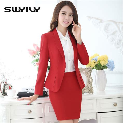 Women Office Skirt Suit Plus Size 4xl 5xl 2016 Slim Ol Elegant Ladies Long Sleeve Suits For Work