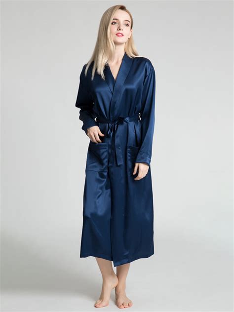 22 Momme Elegant Womens Long Silk Robe With Belt Fs019 19900 Freedomsilk