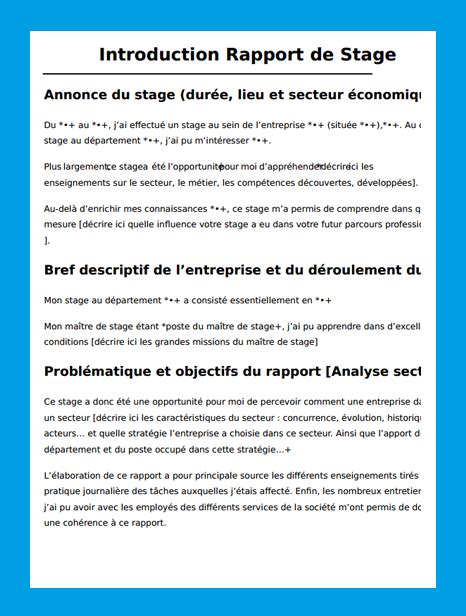 Rapport De Stage Exemples Méthodes Plans Gratuits