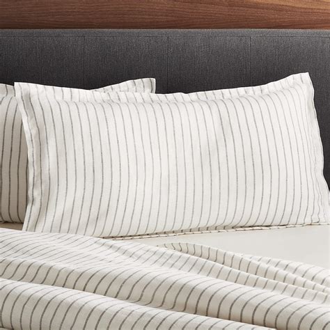 Pure Linen Wide Stripe Warm White King Pillow Sham Reviews Crate