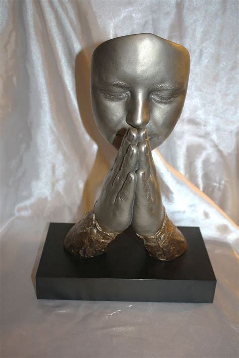 John Cutrone Silent Prayer Austin Sculpture Face Touching Praying Hands