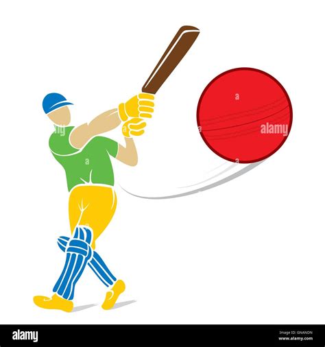 Cricket Player Hitting Big Shoot For Six Concept Design Stock Vector