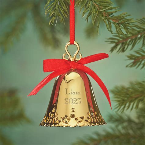 Gold Personalized Jingle Bell Christmas Ornaments