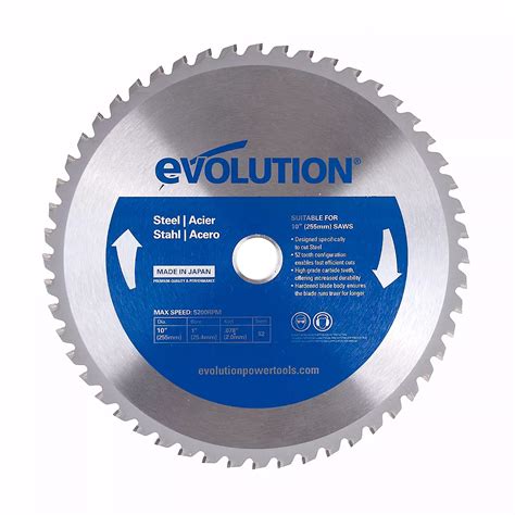 Evolution Power Tools 10 Inch 52 Teeth Mild Steel Cutting Saw Blade