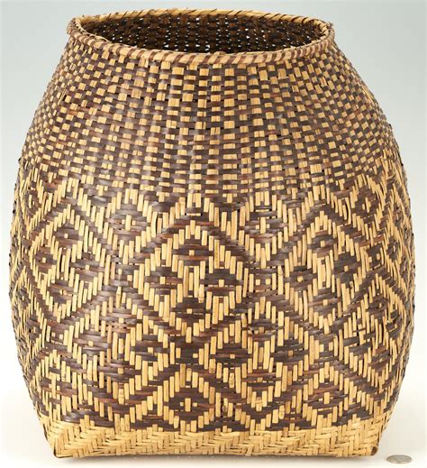 Lot 621 Large Tall Cherokee Rivercane Basket Attrib Lottie Stamper