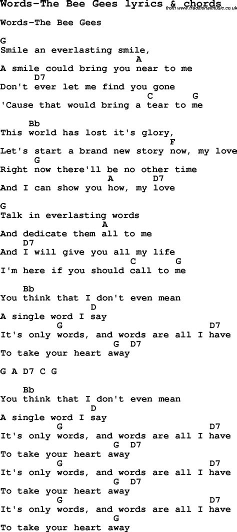 Love Song Lyrics Forwords The Bee Gees With Chords