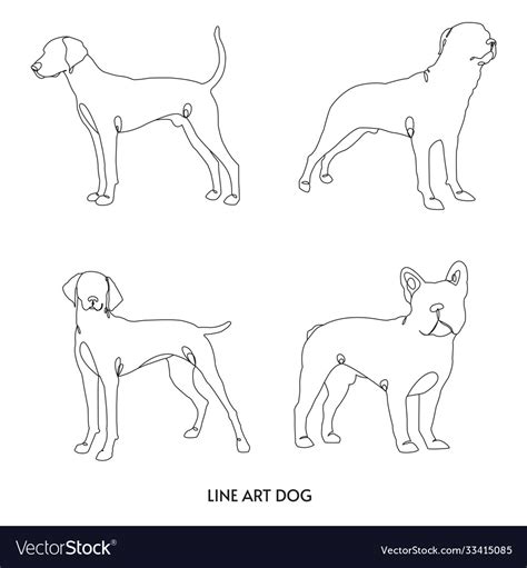 Minimalist Line Art Dogs Set Royalty Free Vector Image
