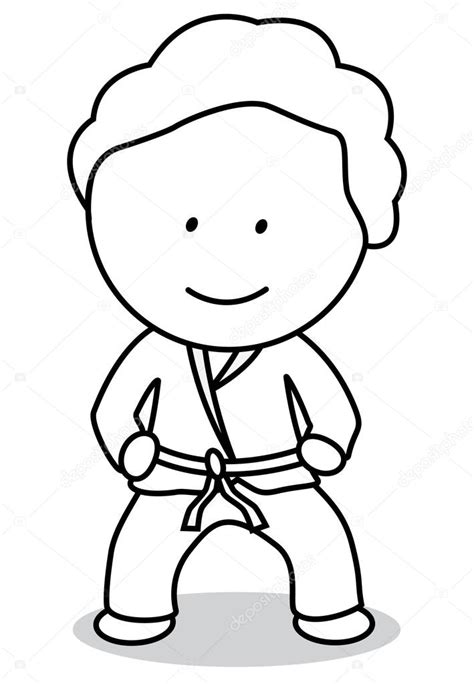 Niño karateka para colorear | karateka — Vector de stock © redrockerz99